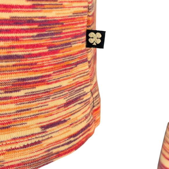 Lucky Brand Top Womens XL Orange Red Stripe Cotton Lace Up Neck Cuffs Y2K - Picture 4 of 16